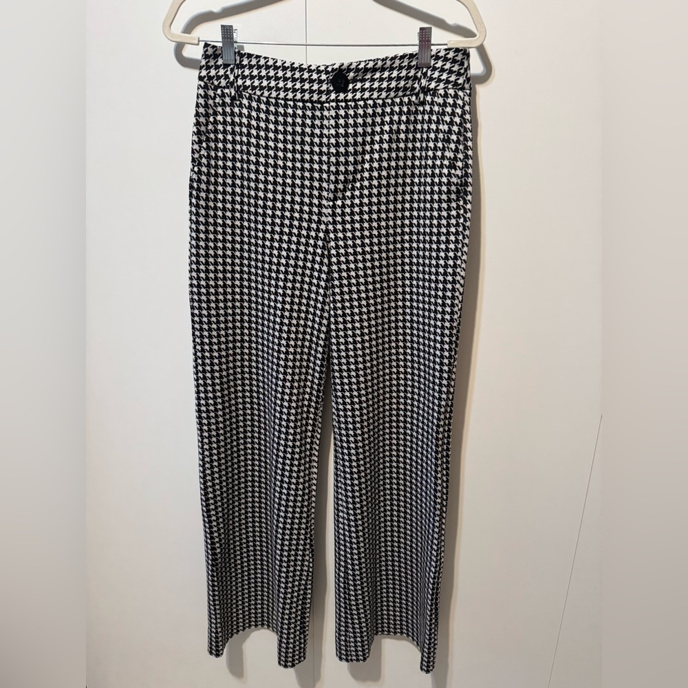 CAbi Black and White Houndstooth Trousers - Long